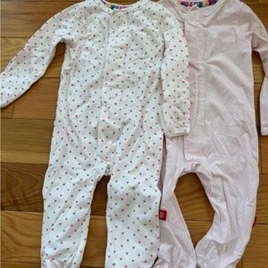 Heart Print and polka dot footie bundle